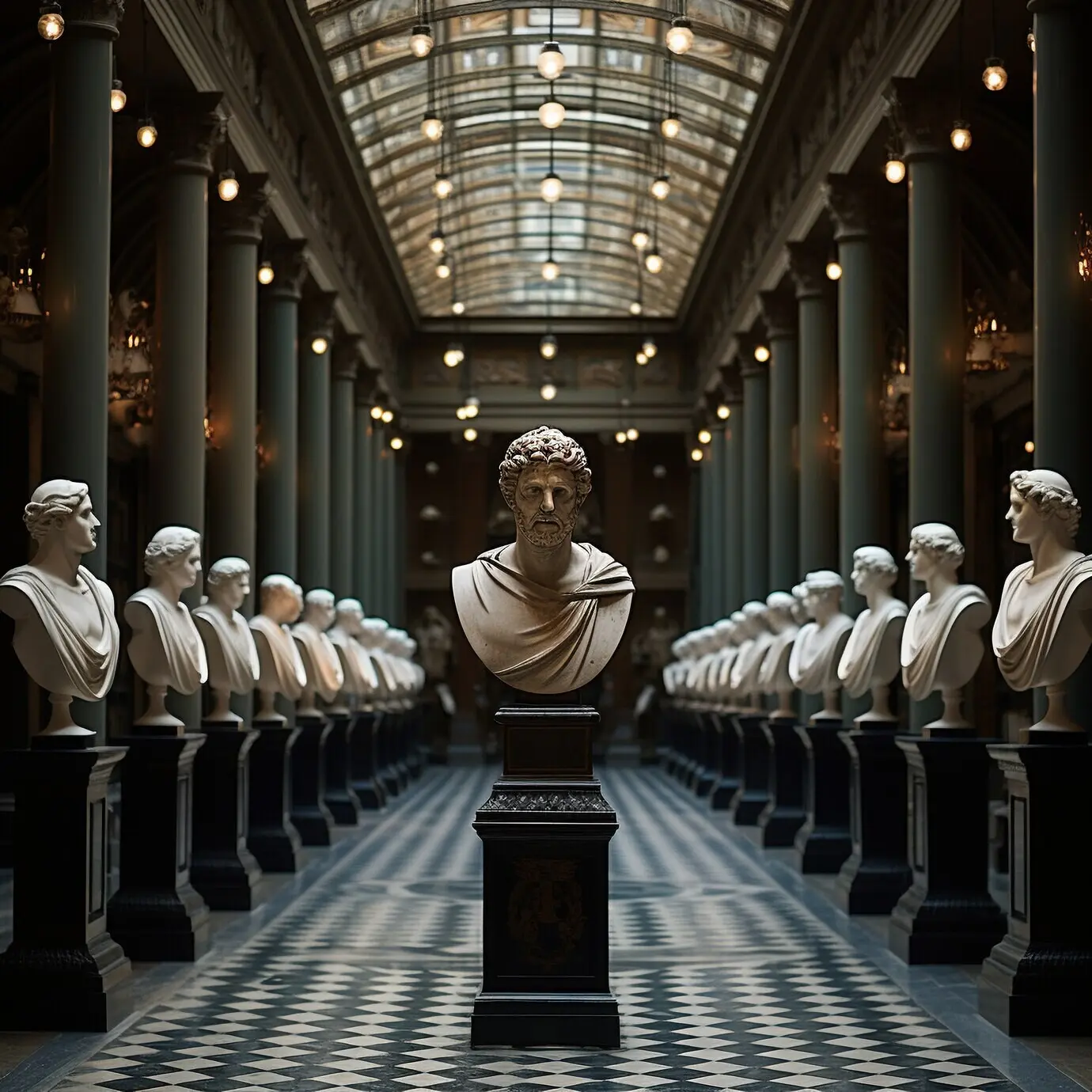 Griechische Büsten in einem Tempel